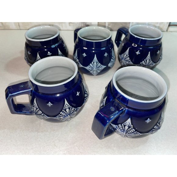 SET Vintage AG Wick Werke Blue Gray Porcelain Art Deco Mugs Cups Steins Germany - Picture 8 of 16